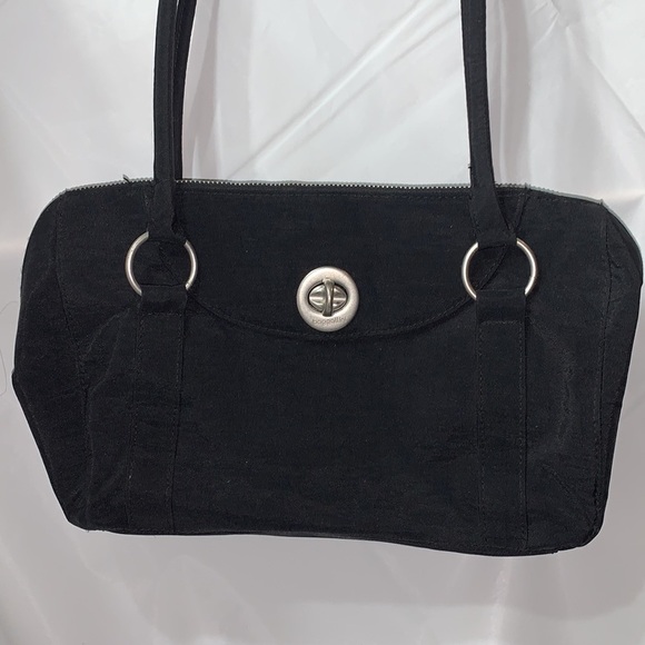 BAGGALLINI Black Satchel With khaki liner Zipper for main compartment - Picture 2 of 9